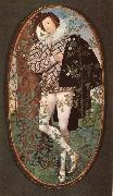 Nicholas Hilliard An unknown Youth Leaning against a tree among roses USA oil painting artist